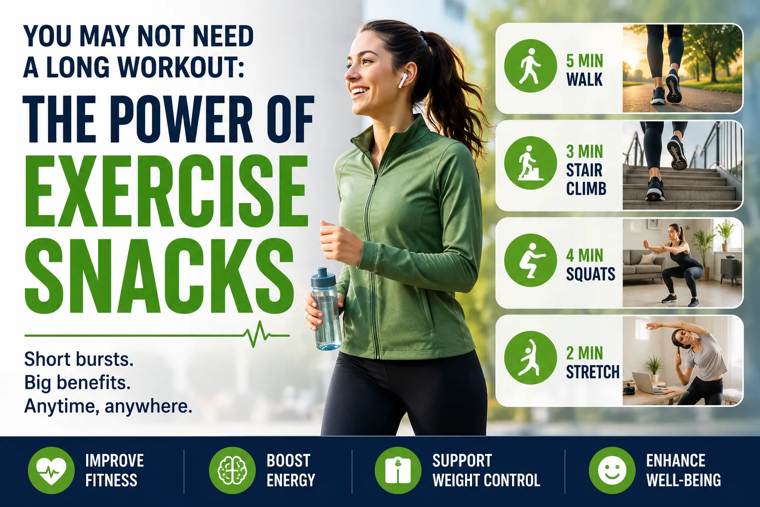 You May Not Need a Long Workout: New Research Highlights the Power of Exercise 'Snacks'