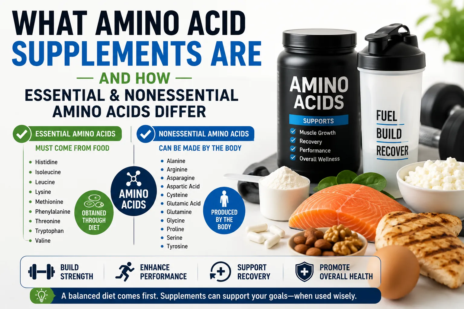 What Amino Acid Supplements Are and How Essential and Nonessential Amino Acids Differ