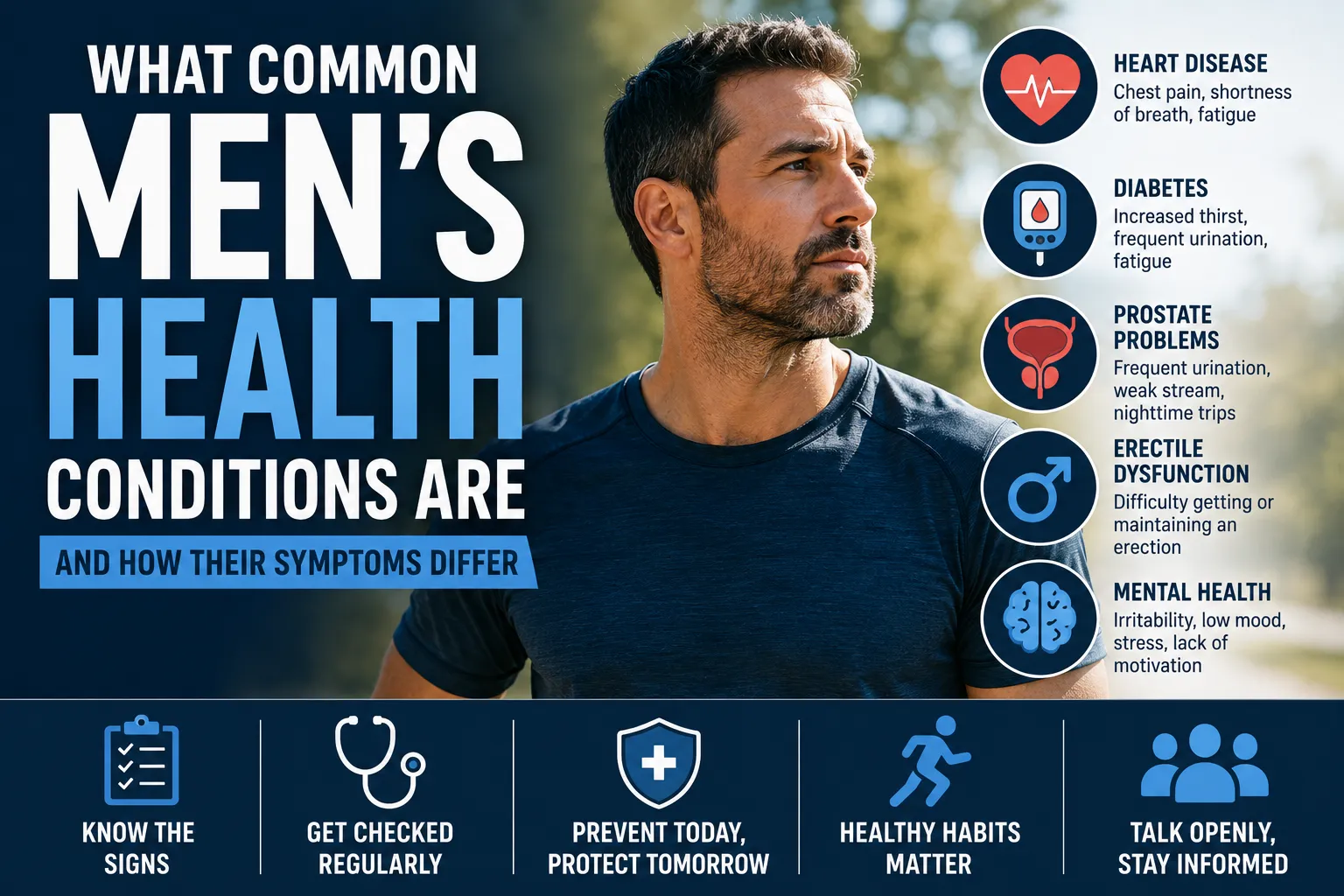 What Common Men's Health Conditions Are and How Their Symptoms Differ